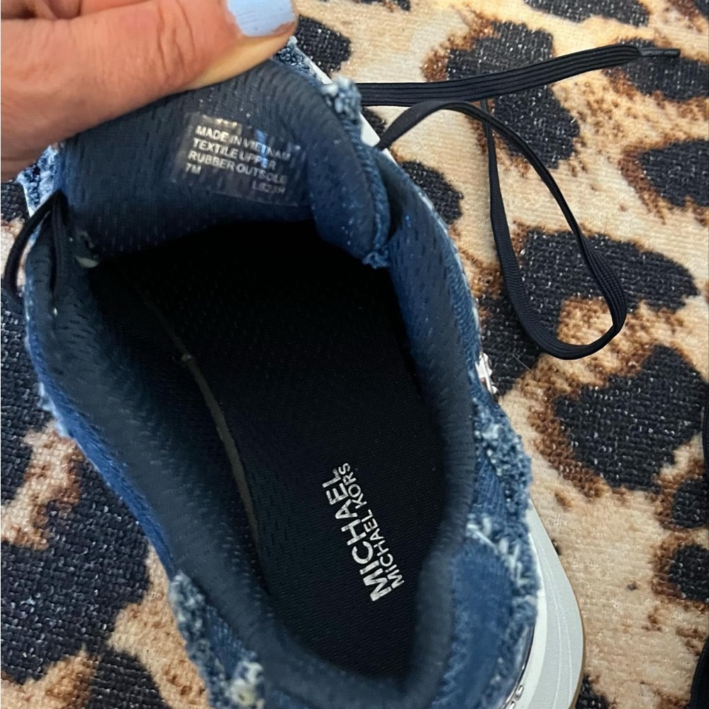 Michael Kors Ari Frayed Denim Trainer - Picture 4 of 14
